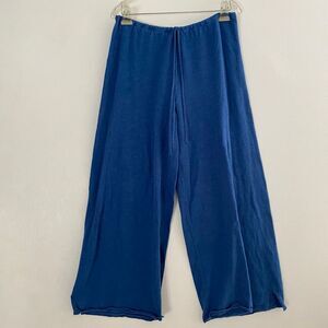 Free People Wide Leg Lounge Pants Blue Drawstring Casual Boho Size S